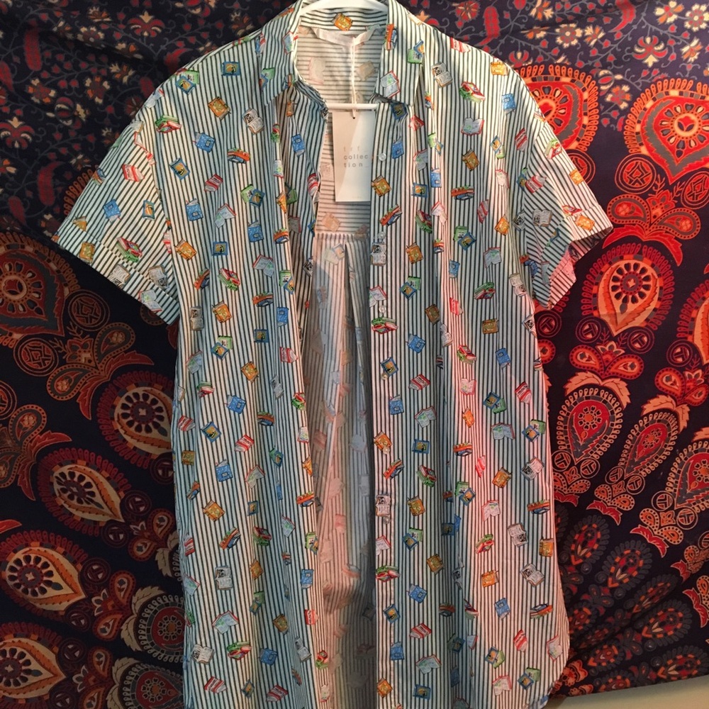 Book Print Shirt Dress